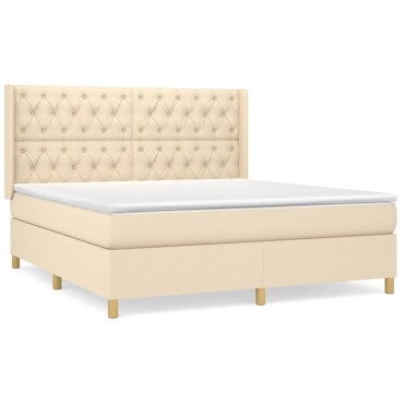 vidaXL Κρεβάτι Boxspring με Στρώμα Κρεμ 160x200 εκ. Υφασμάτινο