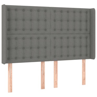 vidaXL Κρεβάτι Boxspring με Στρώμα Σκούρο Γκρι 140x190 εκ. Υφασμάτινο