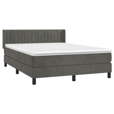 vidaXL Κρεβάτι Boxspring με Στρώμα Σκούρο Γκρι 200x200 εκ. Βελούδινο
