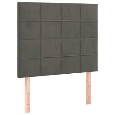 vidaXL Κρεβάτι Boxspring με Στρώμα Σκούρο Γκρι 90x200 εκ. Βελούδινο