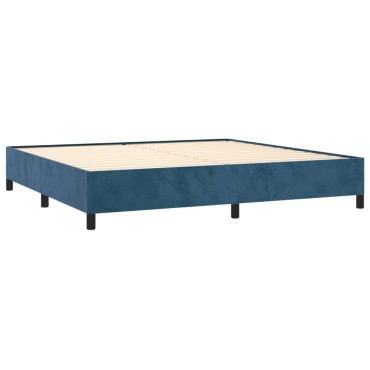 vidaXL Κρεβάτι Boxspring με Στρώμα Σκούρο Μπλε 200x200 εκ. Βελούδινο