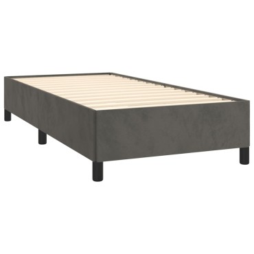 vidaXL Κρεβάτι Boxspring με Στρώμα Σκούρο Γκρι 80x200 εκ. Βελούδινο