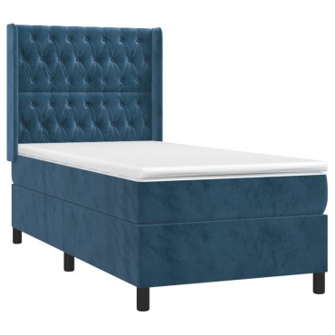 vidaXL Κρεβάτι Boxspring με Στρώμα Σκούρο Μπλε 80 x 200 εκ. Βελούδινο
