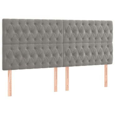 vidaXL Κρεβάτι Boxspring με Στρώμα Ανοιχτό Γκρι 180x200 εκ. Βελούδινο