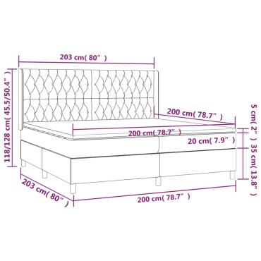vidaXL Κρεβάτι Boxspring με Στρώμα Σκούρο Γκρι 200x200 εκ. Βελούδινο