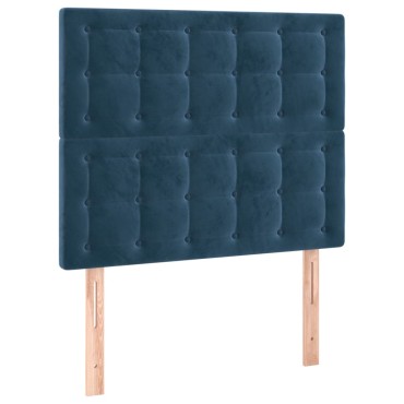 vidaXL Κρεβάτι Boxspring με Στρώμα Σκούρο Μπλε 90x190 εκ. Βελούδινο