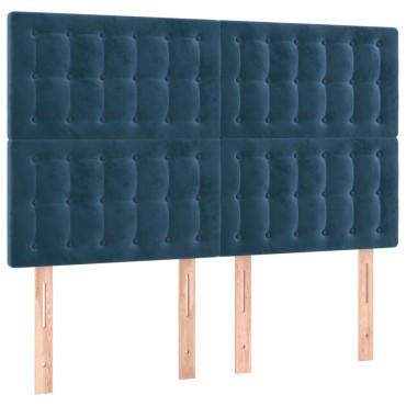 vidaXL Κρεβάτι Boxspring με Στρώμα Σκούρο Μπλε 140x200 εκ. Βελούδινο