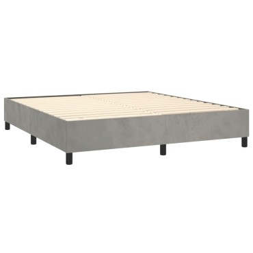 vidaXL Κρεβάτι Boxspring με Στρώμα Ανοιχτό Γκρι 180x200 εκ. Βελούδινο