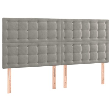 vidaXL Κρεβάτι Boxspring με Στρώμα Ανοιχτό Γκρι 180x200 εκ. Βελούδινο