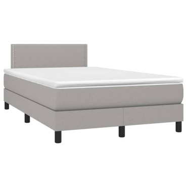 vidaXL Κρεβάτι Boxspring με Στρώμα & LED Αν.Γκρι 120x200 εκ Υφασμάτινο