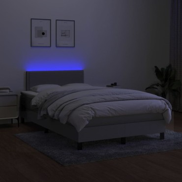vidaXL Κρεβάτι Boxspring με Στρώμα & LED Αν.Γκρι 120x200 εκ Υφασμάτινο