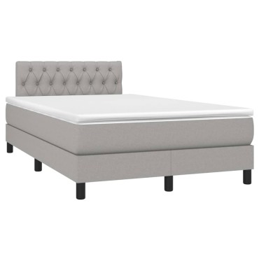 vidaXL Κρεβάτι Boxspring με Στρώμα & LED Αν.Γκρι 120x200 εκ Υφασμάτινο