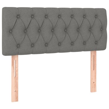 vidaXL Κρεβάτι Boxspring με Στρώμα & LED Σκ.Γκρι 120x200 εκ Υφασμάτινο