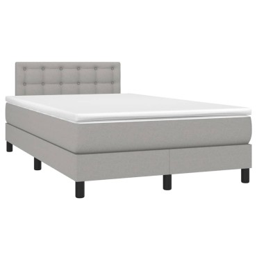 vidaXL Κρεβάτι Boxspring με Στρώμα & LED Αν.Γκρι 120x200 εκ Υφασμάτινο