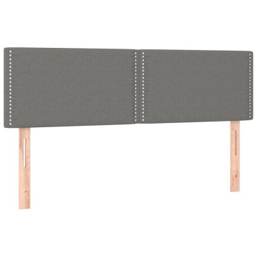 vidaXL Κρεβάτι Boxspring με Στρώμα & LED Σκ.Γκρι 140x200 εκ Υφασμάτινο