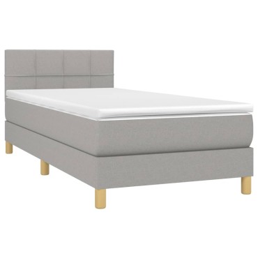vidaXL Κρεβάτι Boxspring με Στρώμα & LED Αν.Γκρι 100x200 εκ Υφασμάτινο
