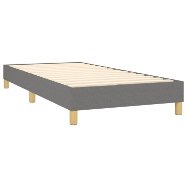 vidaXL Κρεβάτι Boxspring με Στρώμα & LED Σκ.Γκρι 100x200 εκ Υφασμάτινο