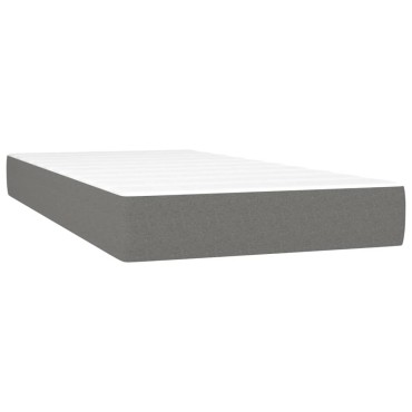 vidaXL Κρεβάτι Boxspring με Στρώμα & LED Σκ.Γκρι 100x200 εκ Υφασμάτινο