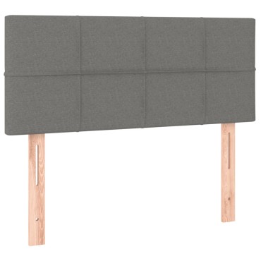 vidaXL Κρεβάτι Boxspring με Στρώμα & LED Σκ.Γκρι 100x200 εκ Υφασμάτινο