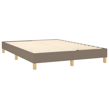 vidaXL Κρεβάτι Boxspring με Στρώμα & LED Taupe 140x200 εκ. Υφασμάτινο