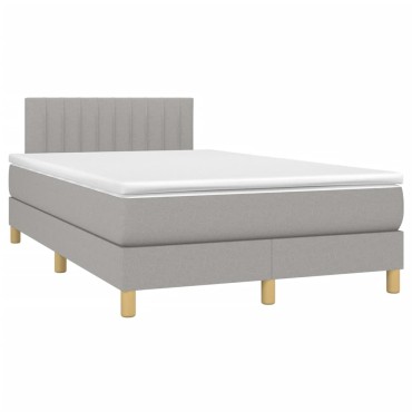vidaXL Κρεβάτι Boxspring με Στρώμα & LED Αν.Γκρι 120x200 εκ Υφασμάτινο