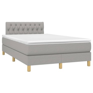 vidaXL Κρεβάτι Boxspring με Στρώμα & LED Αν.Γκρι 120x200 εκ Υφασμάτινο