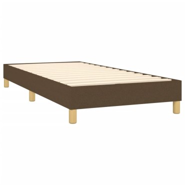 vidaXL Κρεβάτι Boxspring με Στρώμα & LED Σκ.Καφέ 80x200 εκ. Υφασμάτινο