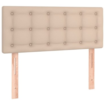 vidaXL Κρεβάτι Boxspring Στρώμα&LED Καπουτσίνο 80x200 εκ. Συνθ. Δέρμα