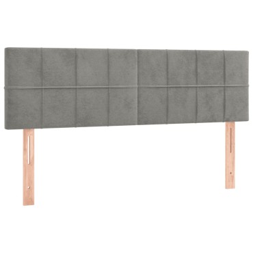 vidaXL Κρεβάτι Boxspring με Στρώμα & LED Αν.Γκρι 140x200 εκ. Βελούδινο