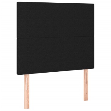 vidaXL Κρεβάτι Boxspring με Στρώμα & LED Μαύρο 80x200 εκ. Υφασμάτινο