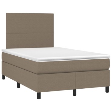 vidaXL Κρεβάτι Boxspring με Στρώμα & LED Taupe 120x200 εκ. Υφασμάτινο