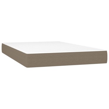 vidaXL Κρεβάτι Boxspring με Στρώμα & LED Taupe 120x200 εκ. Υφασμάτινο