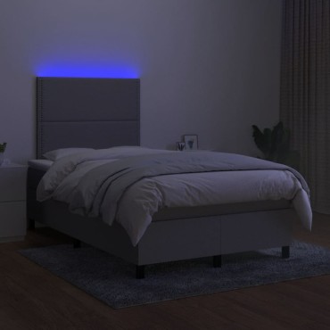 vidaXL Κρεβάτι Boxspring με Στρώμα & LED Αν.Γκρι 120x200 εκ Υφασμάτινο