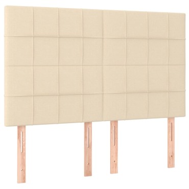vidaXL Κρεβάτι Boxspring με Στρώμα & LED Κρεμ 140x190cm Υφασμάτινο 1 τεμ. - Διπλό