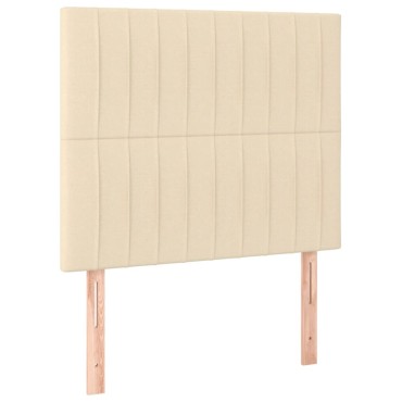 vidaXL Κρεβάτι Boxspring με Στρώμα & LED Κρεμ 80x200cm Υφασμάτινο 1 τεμ. - Μονό