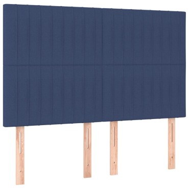 vidaXL Κρεβάτι Boxspring με Στρώμα & LED Μπλε 140x200 εκ. Υφασμάτινο