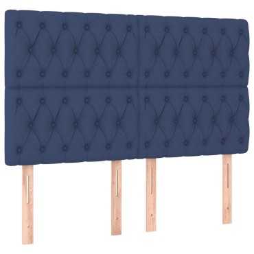 vidaXL Κρεβάτι Boxspring με Στρώμα & LED Μπλε 160x200 εκ. Υφασμάτινο