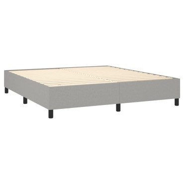 vidaXL Κρεβάτι Boxspring με Στρώμα & LED Αν.Γκρι 180x200εκ. Υφασμάτινο