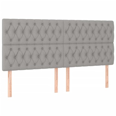 vidaXL Κρεβάτι Boxspring με Στρώμα & LED Αν.Γκρι 180x200εκ. Υφασμάτινο