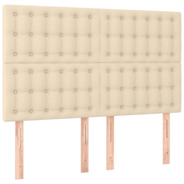vidaXL Κρεβάτι Boxspring με Στρώμα & LED Κρεμ 140x190cm Υφασμάτινο 1 τεμ. - Διπλό