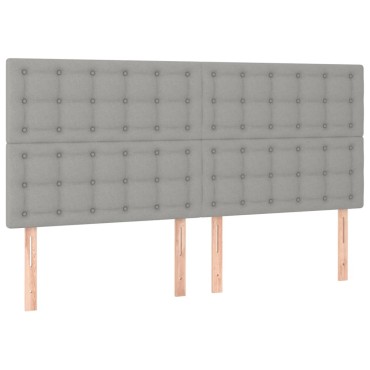 vidaXL Κρεβάτι Boxspring με Στρώμα & LED Αν.Γκρι 180x200εκ. Υφασμάτινο