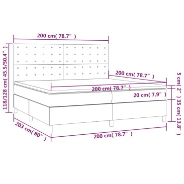 vidaXL Κρεβάτι Boxspring με Στρώμα & LED Κρεμ 200x200 εκ. Υφασμάτινο