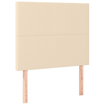 vidaXL Κρεβάτι Boxspring με Στρώμα & LED Κρεμ 120x200cm Υφασμάτινο 1 τεμ. - Μονό