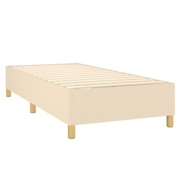 vidaXL Κρεβάτι Boxspring με Στρώμα & LED Κρεμ 80x200cm Υφασμάτινο 1 τεμ. - Μονό