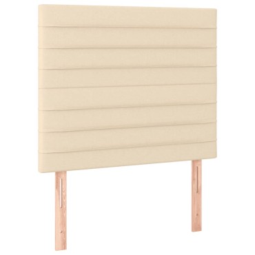 vidaXL Κρεβάτι Boxspring με Στρώμα & LED Κρεμ 80x200cm Υφασμάτινο 1 τεμ. - Μονό
