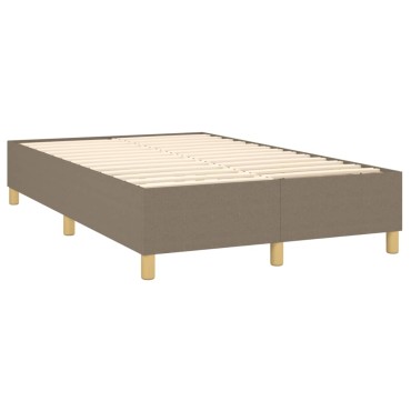 vidaXL Κρεβάτι Boxspring με Στρώμα & LED Taupe 120x200 εκ. Υφασμάτινο