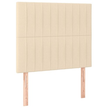 vidaXL Κρεβάτι Boxspring με Στρώμα & LED Κρεμ 120x200cm Υφασμάτινο 1 τεμ. - Μονό