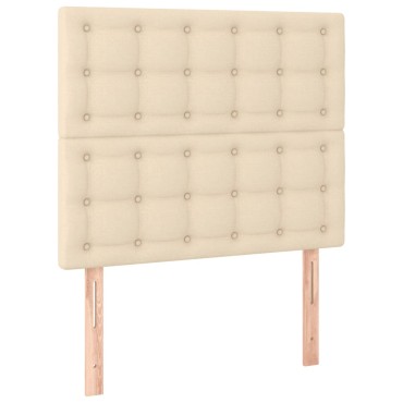 vidaXL Κρεβάτι Boxspring με Στρώμα & LED Κρεμ 120x200cm Υφασμάτινο 1 τεμ. - Μονό