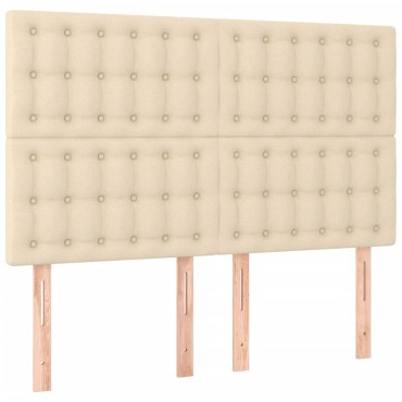 vidaXL Κρεβάτι Boxspring με Στρώμα & LED Κρεμ 140x200 εκ. Υφασμάτινο