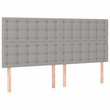 vidaXL Κρεβάτι Boxspring με Στρώμα & LED Αν.Γκρι 180x200εκ. Υφασμάτινο